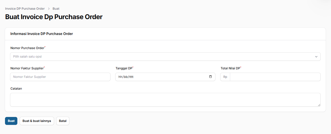 Form Invoice DP Purchase Order