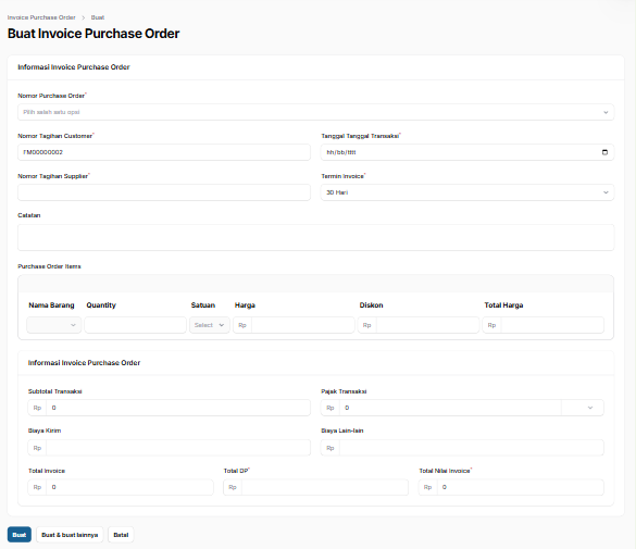 Form Invoice Purchase Order