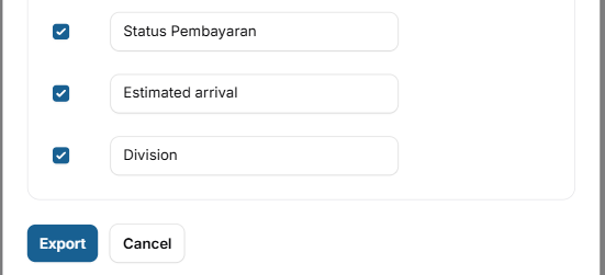 Pop up Purchase Order