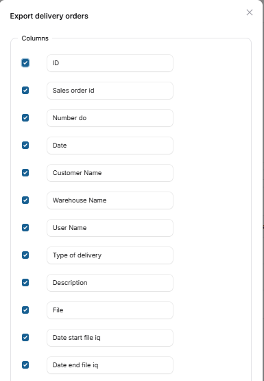 Pop up Delivery Order