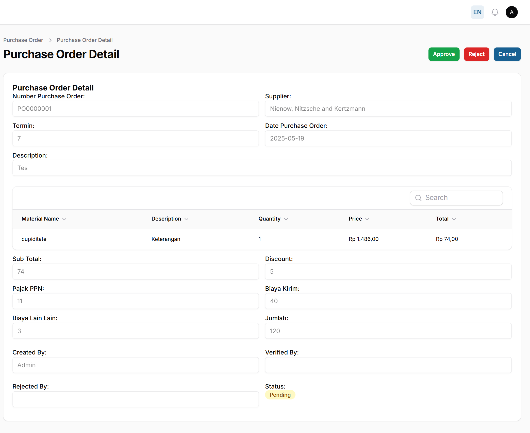 Detail Purchase Order