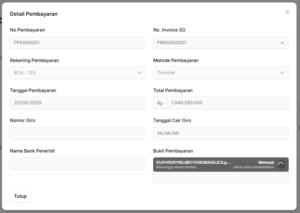 Detail Payment Sales Order